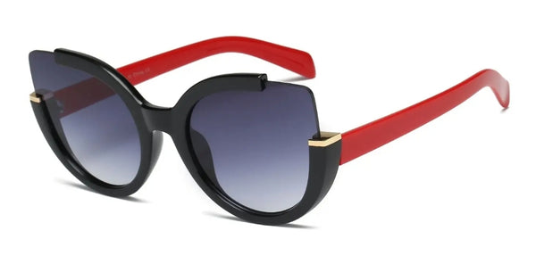 Black/Red--Round Cat Eye Sunglasses