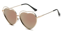Gold/Peach--Metal Heart Shape Frame Sunglasses
