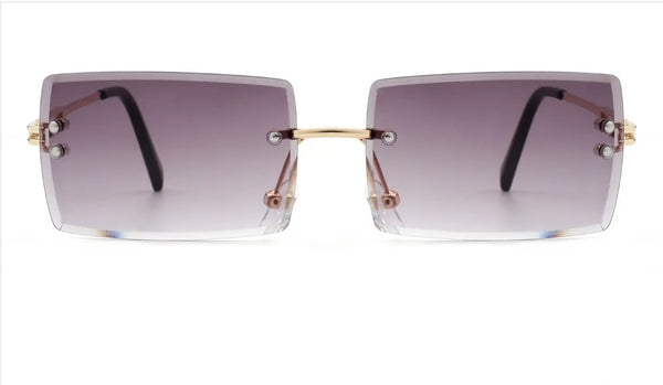 Rimless Retro Rectangle Tinted Sunglasses