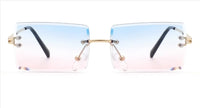 Cotton Candy--Rimless Retro Rectangle Sunglasses